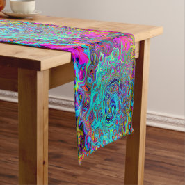 Trippy Sky Blue Abstrakt Retro Liquid Swirl Kurzer Tischläufer