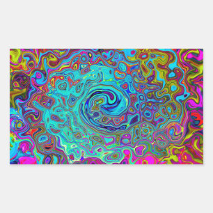 Trippy Sky Blue Abstrakt Retro Liquid Swirl Rechteckiger Aufkleber