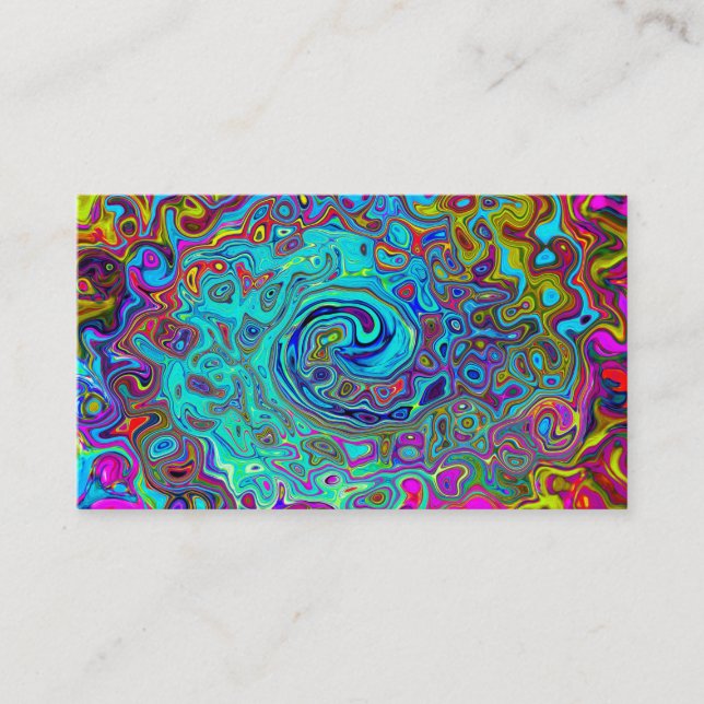 Trippy Sky Blue Abstrakt Retro Liquid Swirl Visitenkarte (Vorderseite)