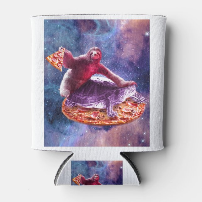 Trippy Space Sloth Turtle - Sloth Pizza Dosenkühler (Vorderseite)