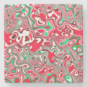 Trippy Squiggly Funky Maximalist Weihnachtsstreife Steinuntersetzer
