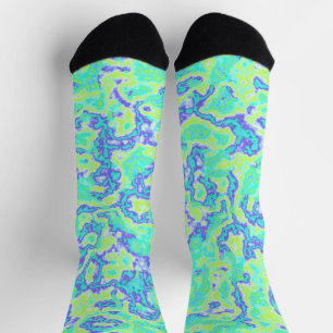Trippy Squiggly Groovy Bold Neon Acid Trip Marmor Socken