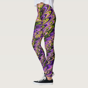 Trippy Squiggly Ripply Bohemisches Funky Fraktal A Leggings