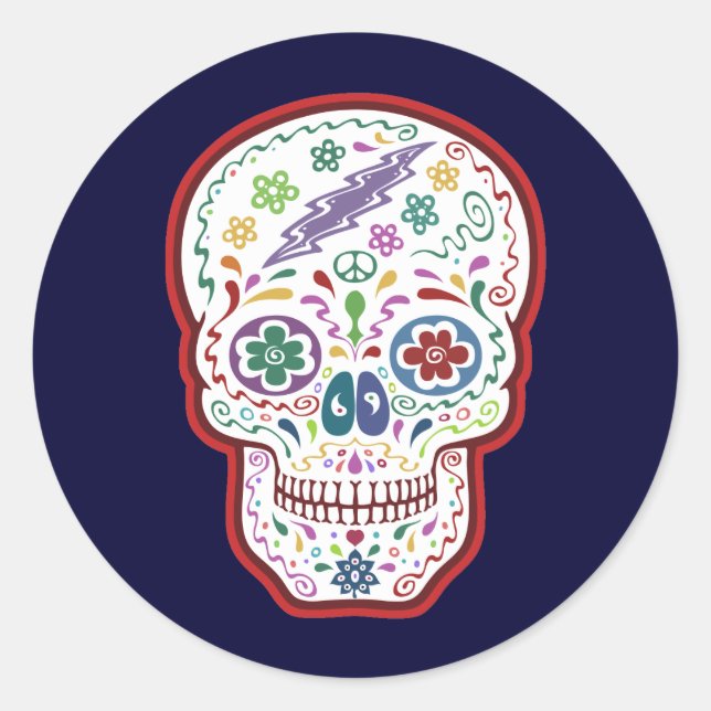 Trippy Sugar Skull Runder Aufkleber (Vorderseite)