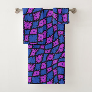 Trippy super 60s Flower Checks bleu rose