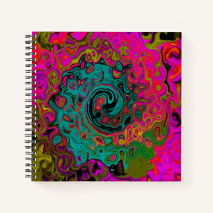 Trippy Türkis Abstrakt Retro Flüssigkeitswirbel Notizbuch