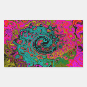 Trippy Türkis Abstrakt Retro Flüssigkeitswirbel Rechteckiger Aufkleber