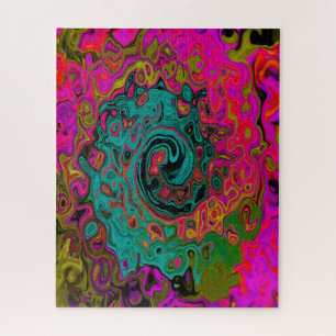 Trippy-Türkis-Abstrakt Retro-Liquid-Swirl