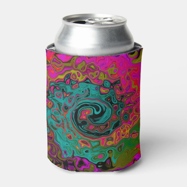 Trippy-Türkis-Abstrakt Retro-Liquid-Swirl Dosenkühler (Kanne Vorderseite)