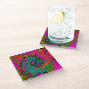 Trippy-Türkis-Abstrakt Retro-Liquid-Swirl Glasuntersetzer
