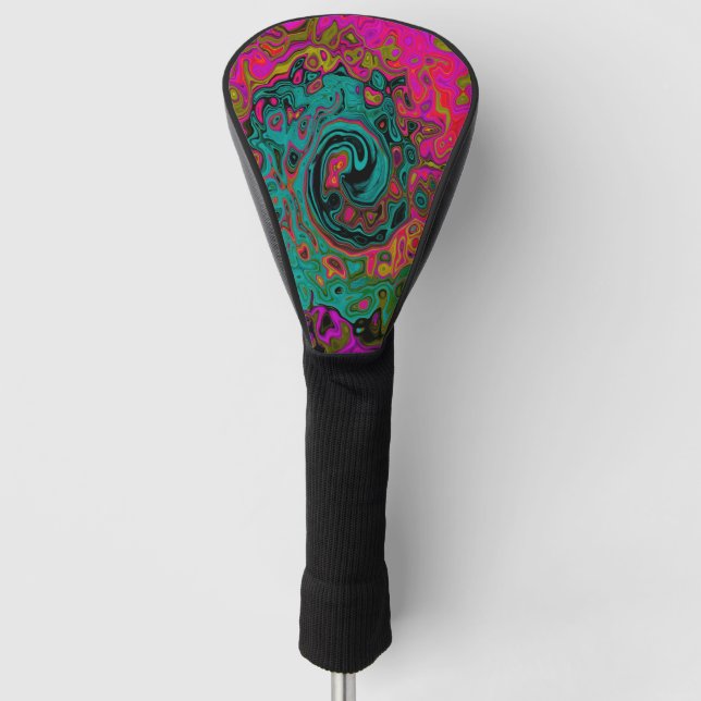 Trippy-Türkis-Abstrakt Retro-Liquid-Swirl Golf Headcover (Vorderseite)