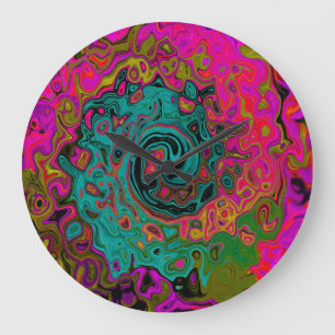 Trippy-Türkis-Abstrakt Retro-Liquid-Swirl Große Wanduhr