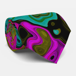 Trippy-Türkis-Abstrakt Retro-Liquid-Swirl Krawatte