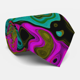 Trippy-Türkis-Abstrakt Retro-Liquid-Swirl Krawatte