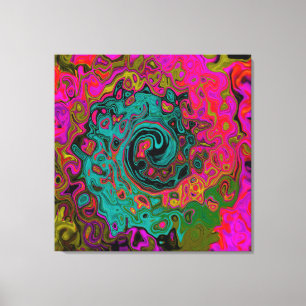 Trippy-Türkis-Abstrakt Retro-Liquid-Swirl Leinwanddruck