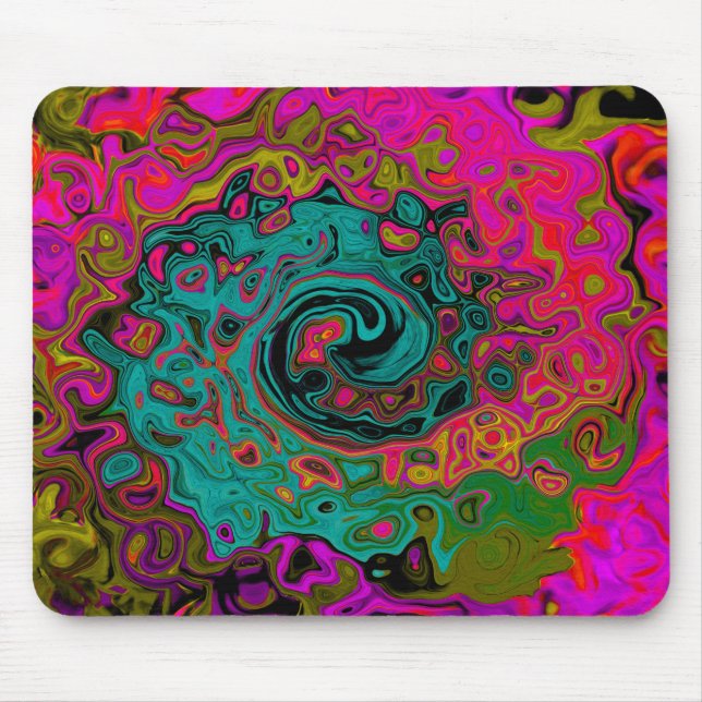 Trippy-Türkis-Abstrakt Retro-Liquid-Swirl Mousepad (Vorne)