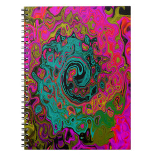 Trippy-Türkis-Abstrakt Retro-Liquid-Swirl Notizblock