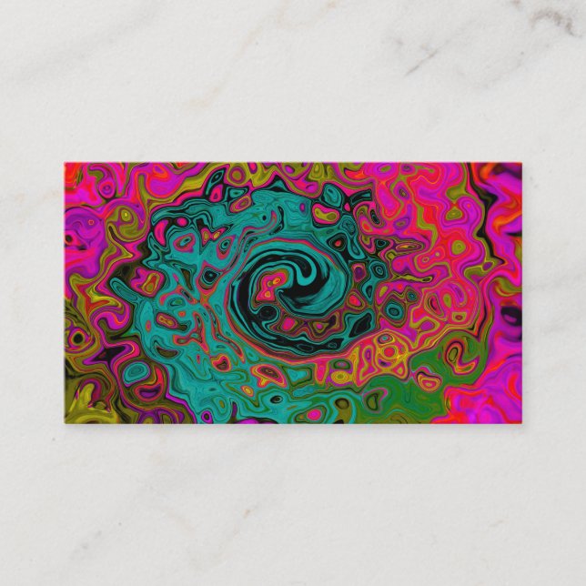 Trippy-Türkis-Abstrakt Retro-Liquid-Swirl Visitenkarte (Vorderseite)