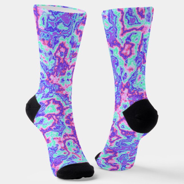 Trippy-Vibranful Abstrakter, maximalistischer Marm Socken (Gewinkelt)