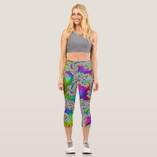 Trippy Vibrant Fett Trippy Regenbogen Spiral Frakt Capri Leggings
