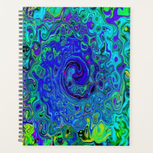 Trippy Violet Bleu Abstrait Retro Liquid Swirl