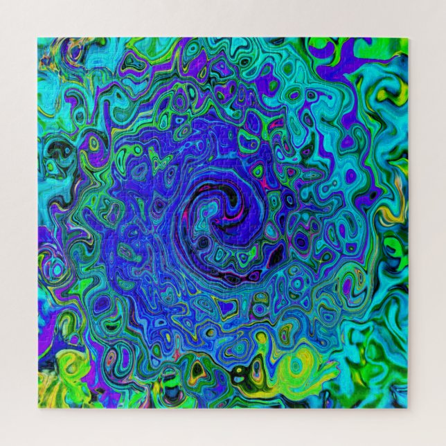 Trippy Violet Blue Abstrakt Retro Liquid Swirl (Vertikal)
