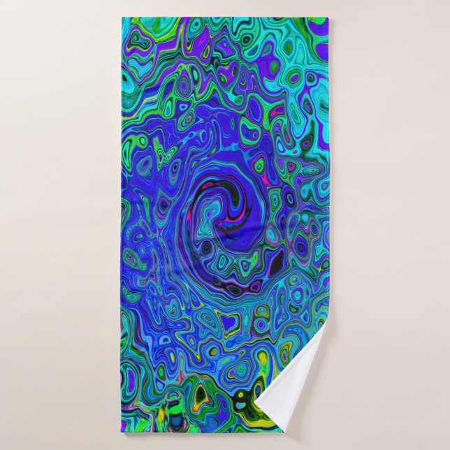 Trippy Violet Blue Abstrakt Retro Liquid Swirl Badehandtuch (Badehandtuch)