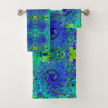 Trippy Violet Blue Abstrakt Retro Liquid Swirl