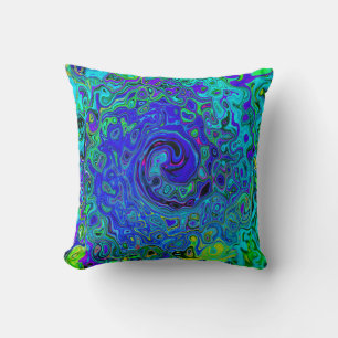 Trippy Violet Blue Abstrakt Retro Liquid Swirl Kissen