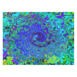 Trippy Violet Blue Abstrakt Retro Liquid Swirl Tischdecke