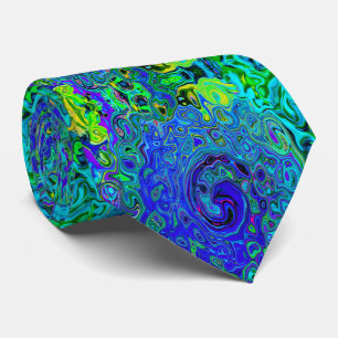 Trippy Violettblaue abstrakte Retro-Liquid-Swirle Krawatte