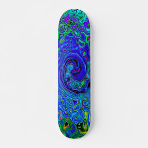 Trippy Violettblaue abstrakte Retro-Liquid-Swirle Skateboard