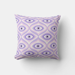 Trippy Weird Eye Pattern - Pastell Lila und rosa Kissen
