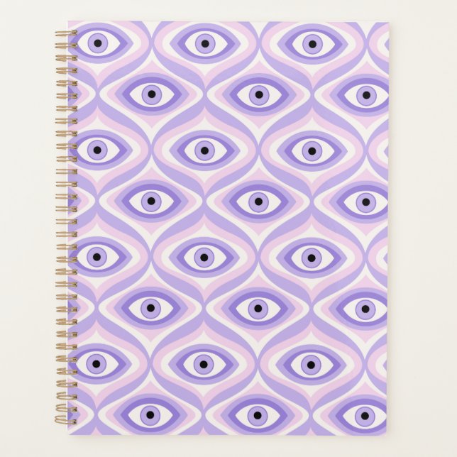 Trippy Weird Eye Pattern - Pastell Lila und rosa Planer (Vorderseite)