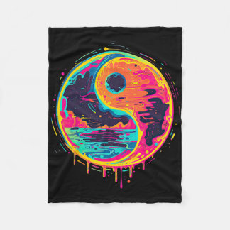 Trippy Yin Yang Zen Kosmisches Yoga-Design Vaporwa Fleecedecke