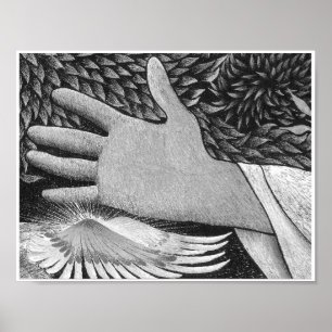 Triptych Accueillant Christ 8.5X11 B/W Poster