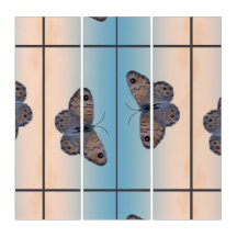 Triptych Art Brown Schmetterlinge auf dem Glasfens