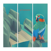 Triptych Lovesick! Parrot in der Liebe Abstrakte K