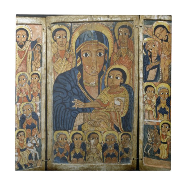 Triptychon-Mittelteil mit Mary und ihrem Sohn Fliese (Vorderseite)