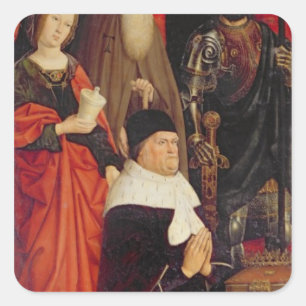 Triptychon von Mosese und von brennenden Bush Quadratischer Aufkleber