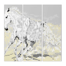 Triptyque : Stallion blanc sauvage Dusty Trail