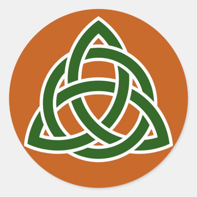 Triquet Celtic Knot (grün und weiß) Runder Aufkleber (Vorderseite)