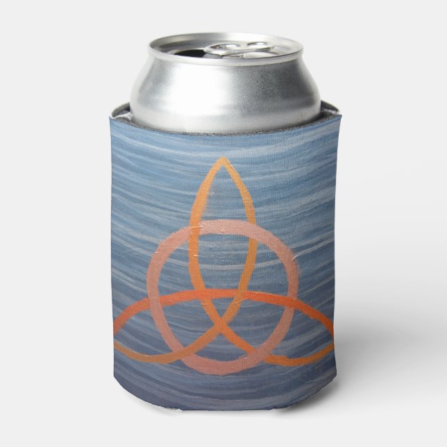 Triquetra Abstrakt | Blue Gold Celtic Trinity Knot Dosenkühler (Kanne Vorderseite)