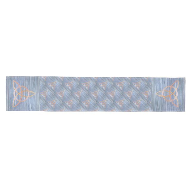Triquetra Abstrakt | Blue Gold Celtic Trinity Knot Mittelgroßer Tischläufer (Horizontal)