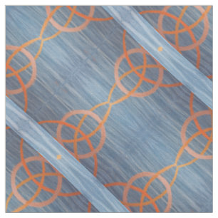 Triquetra Abstrakt   Blue Gold Celtic Trinity Knot Stoff
