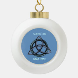 Triquetra (blau) keramik Kugel-Ornament