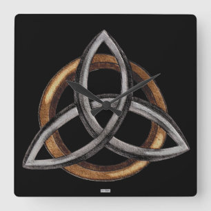 Triquetra (Brown/Silber) Quadratische Wanduhr
