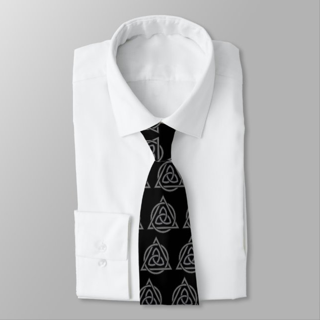 Triquetra-Dreieck-Kreis {Schwarz} Krawatte (Gebunden)