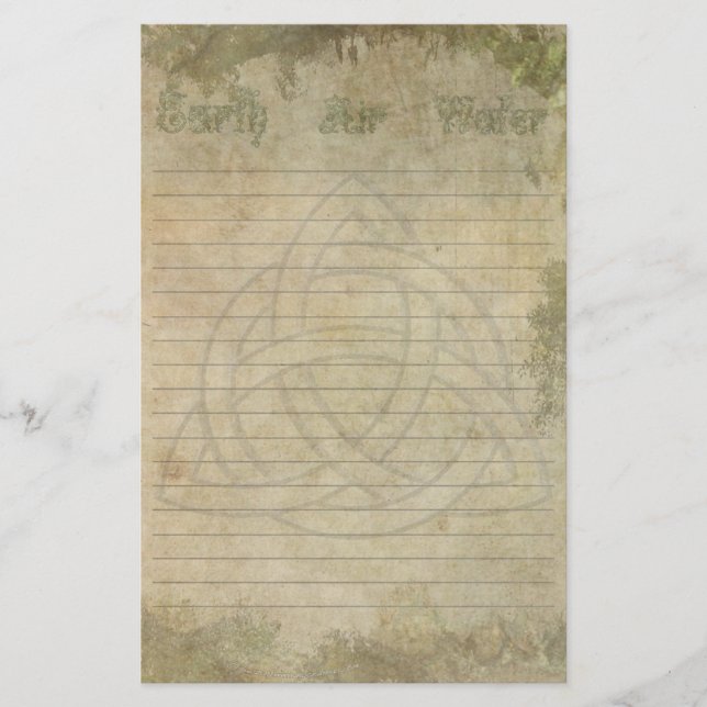 Triquetra natürlich, Erdluft-Wasser gezeichnet Briefpapier (Vorderseite)