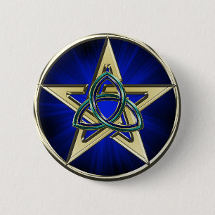 Triquetra Pentagram-Knopf Button